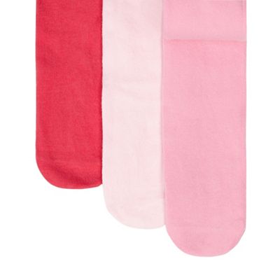 Pack of three girls' pink tights